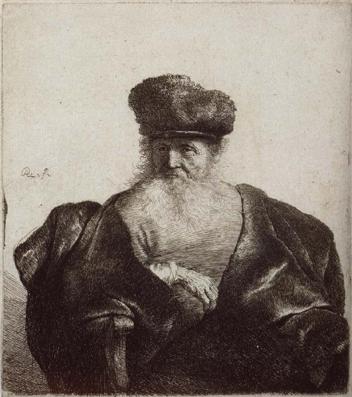 REMBRANDT Harmenszoon van Rijn Old Man with Beard,Fur Cap and Velvet Cloak oil painting image